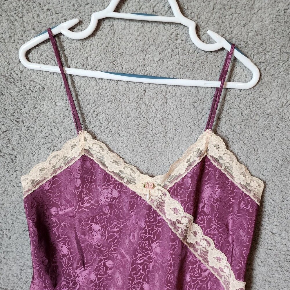 VTG Angelique Womens Sleeveless Chemise Nightgown Lingerie Lave Accents Floral M - Picture 2 of 13